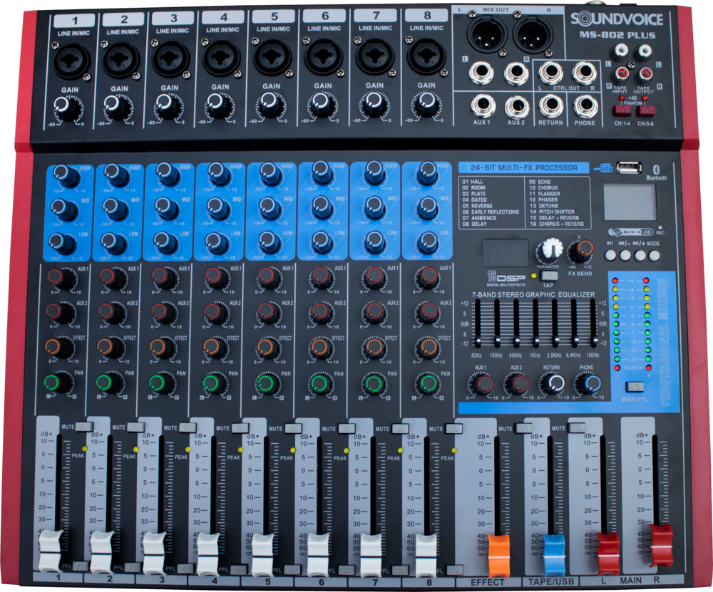MESA DE SOM SOUNDVOICE MS- 802 PLUS