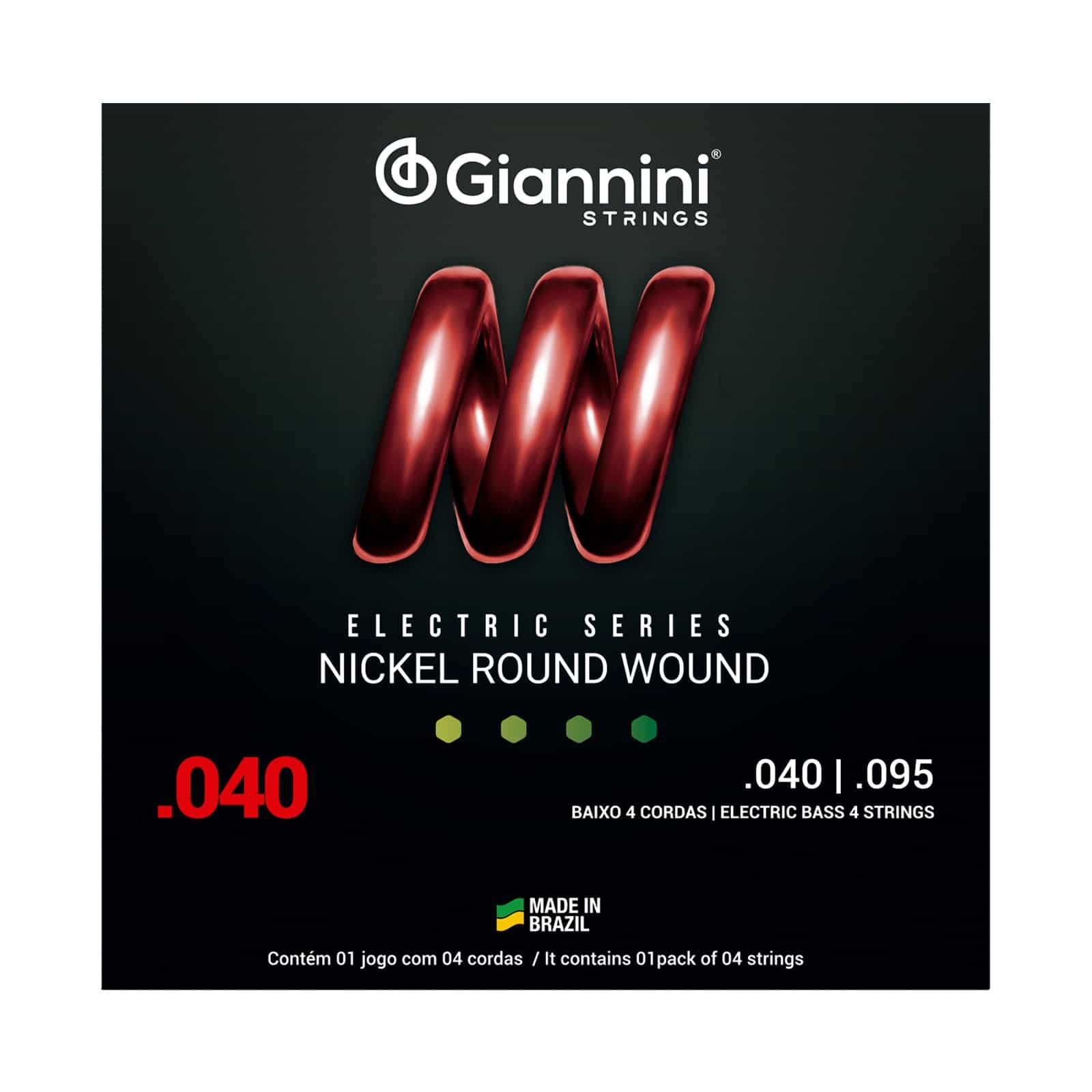 ENCORDOAMENTO PARA BAIXO 4 CORDAS GIANNINI NICKEL ROUND WOUND