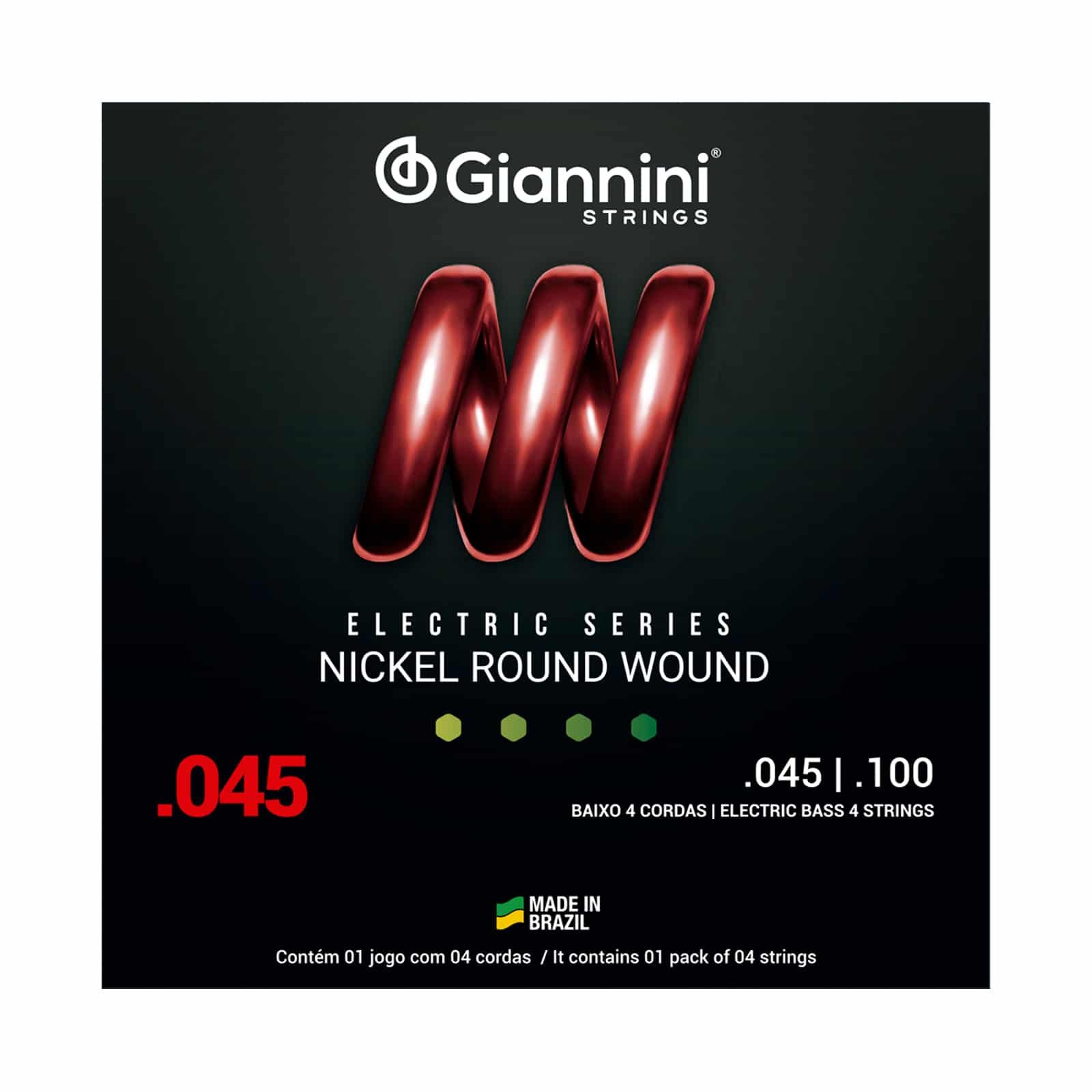 ENCORDOAMENTO PARA BAIXO 4 CORDAS GIANNINI NICKEL ROUND WOUND